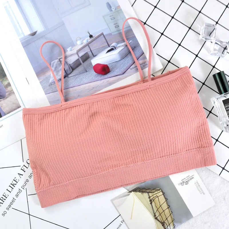 light pink Модный бесшовный пикантный бюстгальтер с резьбой, одно слово, топ с бретельками, бюстгальтер, женское нижнее белье - Цвет: light pink