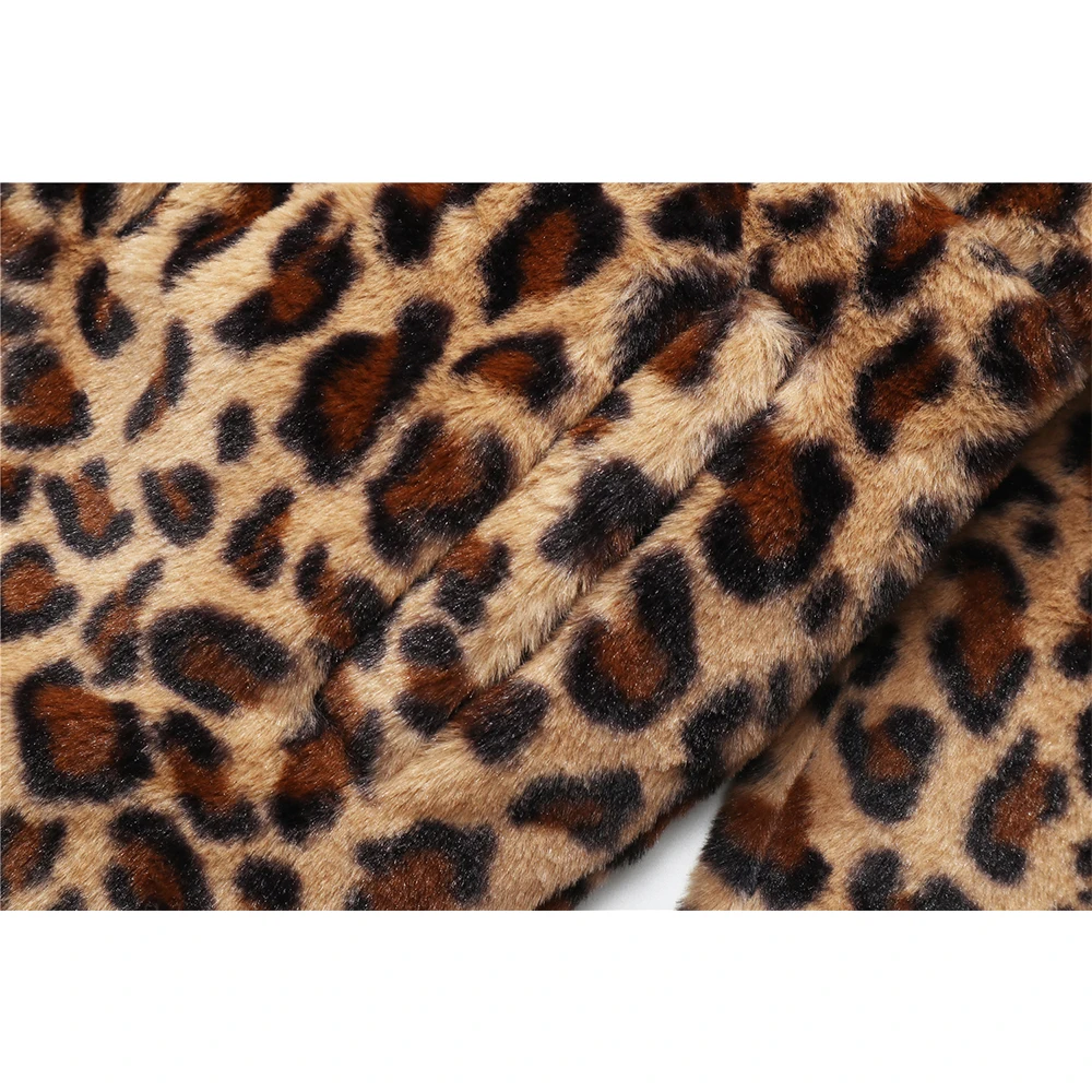 

Aolamegs Hip Hop Leopard Print Artificial Rabbit Fur Men Jacket Coat Winter Warm Drawstring High Street Fashion Thick Streetwear