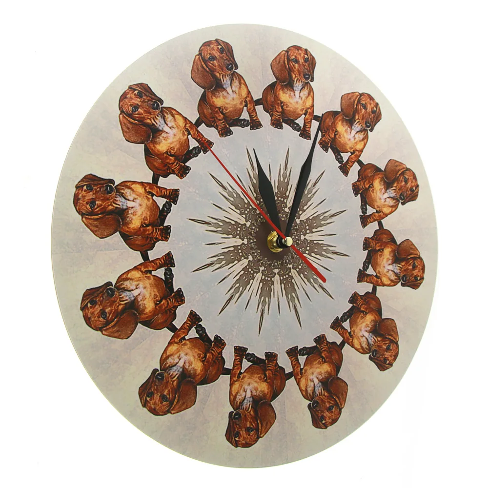 Настенные часы такса для щенков круглые современные настенные питомцев