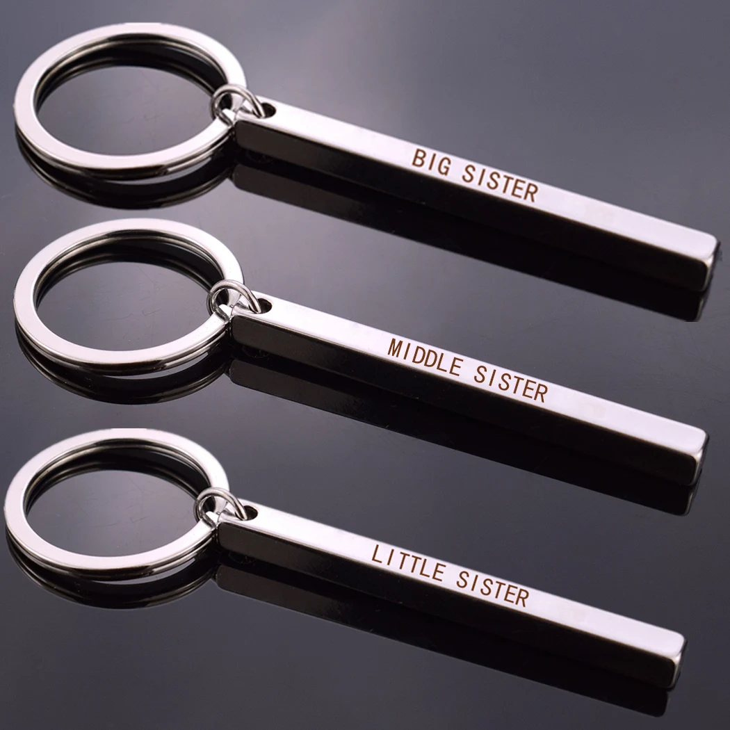 Брелок для ключей сестры простой дизайн гравировка слова сестра большая средняя