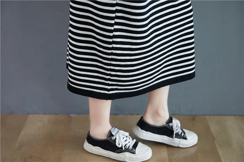 

Women Sweater Dress Plus Size Autumn Winter Striped Long Dress Robe Female Vintage Oversize Knitting Dresses 2020 Sweaters Dress