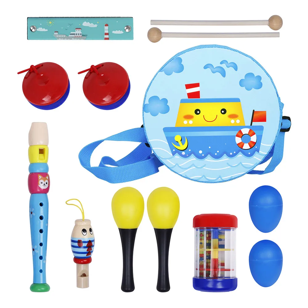 

Musical Toys Set Percussion Instrument Band Rhythm Kit 8 Types 13pcs Preschool Musical Education for Kids Children Toddlers