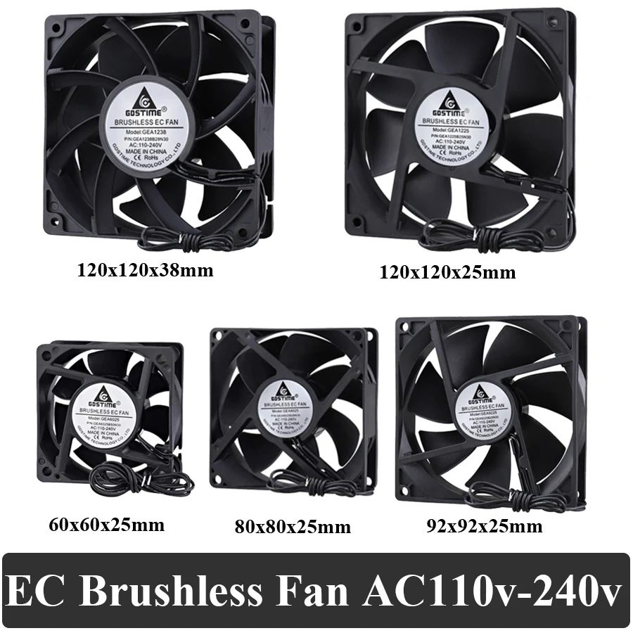 1Pcs 60mm 80mm 90m 120mm AC 110V 220V 240V 3 inch Dual Ball Plastic Universal Cooling Cooler PC CPU Fans Airflow For Computers