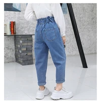 girls jeans ruffles kids jeans for girls high waist jeans for children casual style pattern childrens clothing spring autumn