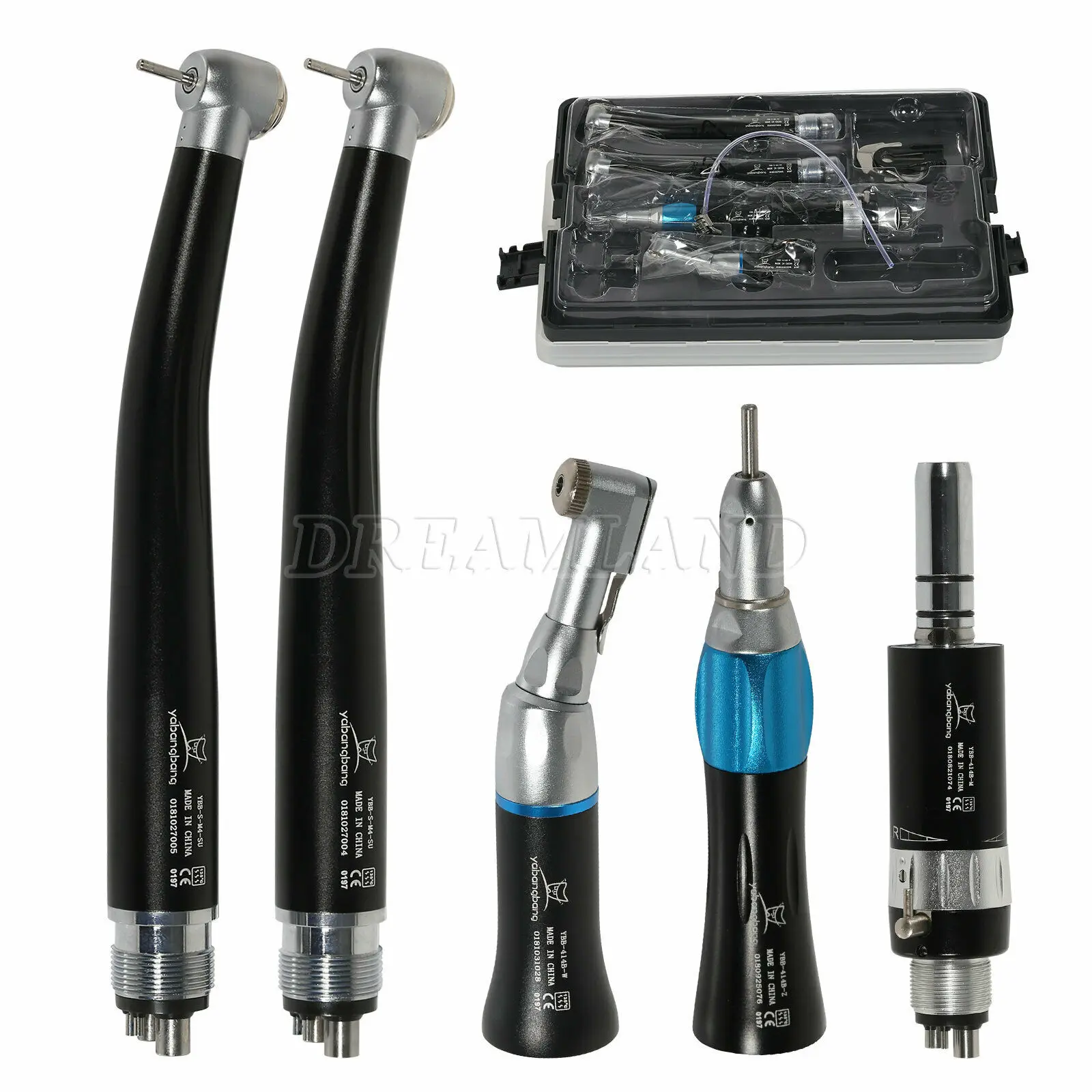 Dental High Low Speed Handpiece Contra Angle Straight Air Motor Turbine Fit NSK PANA MAX 4Holes Black Color