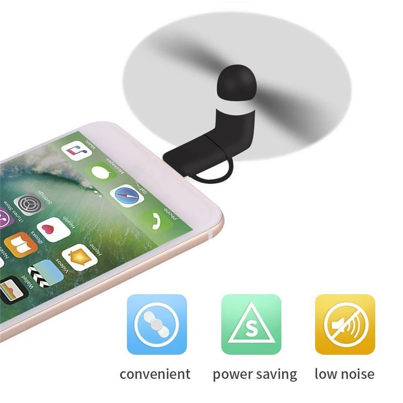 Портативный 2-в-1 мини вентилятор сотового телефона для IPhone/IPad и Android маленькие Usb