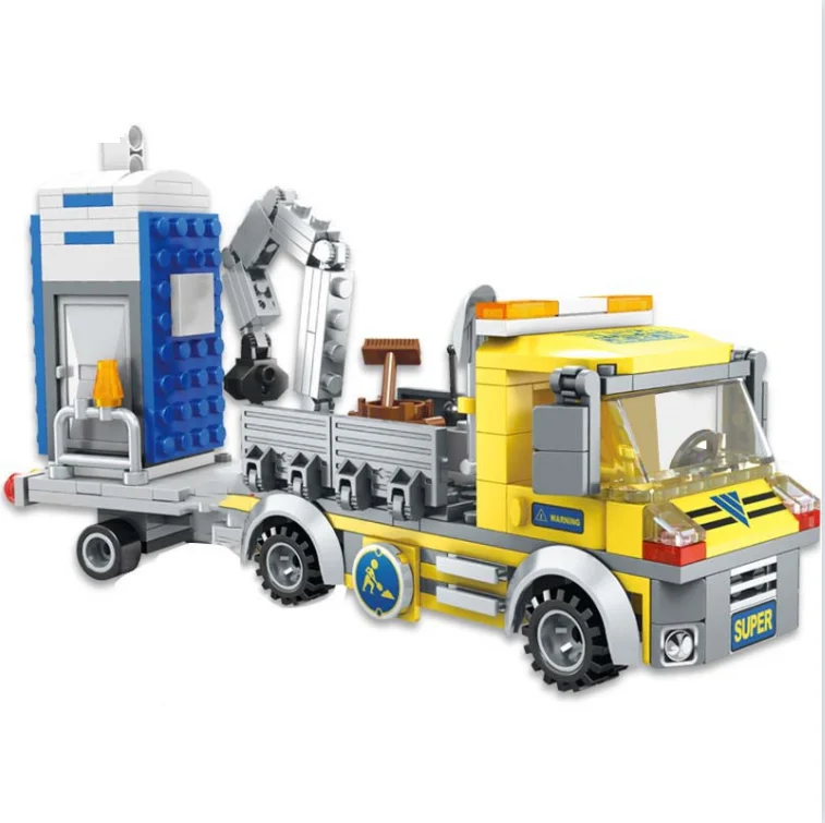 

AUSINI Construction City Container Crane Building Blocks Car Truck Toys for Children Designer Model Brick Educational Boys Truck
