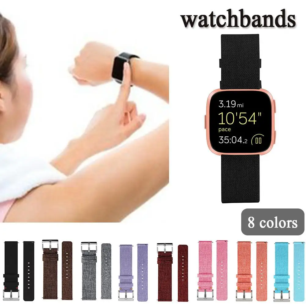 Холщовый сменный ремешок для Fitbit Versa Sport Smartband холщовый часов Ремешок с коннектор