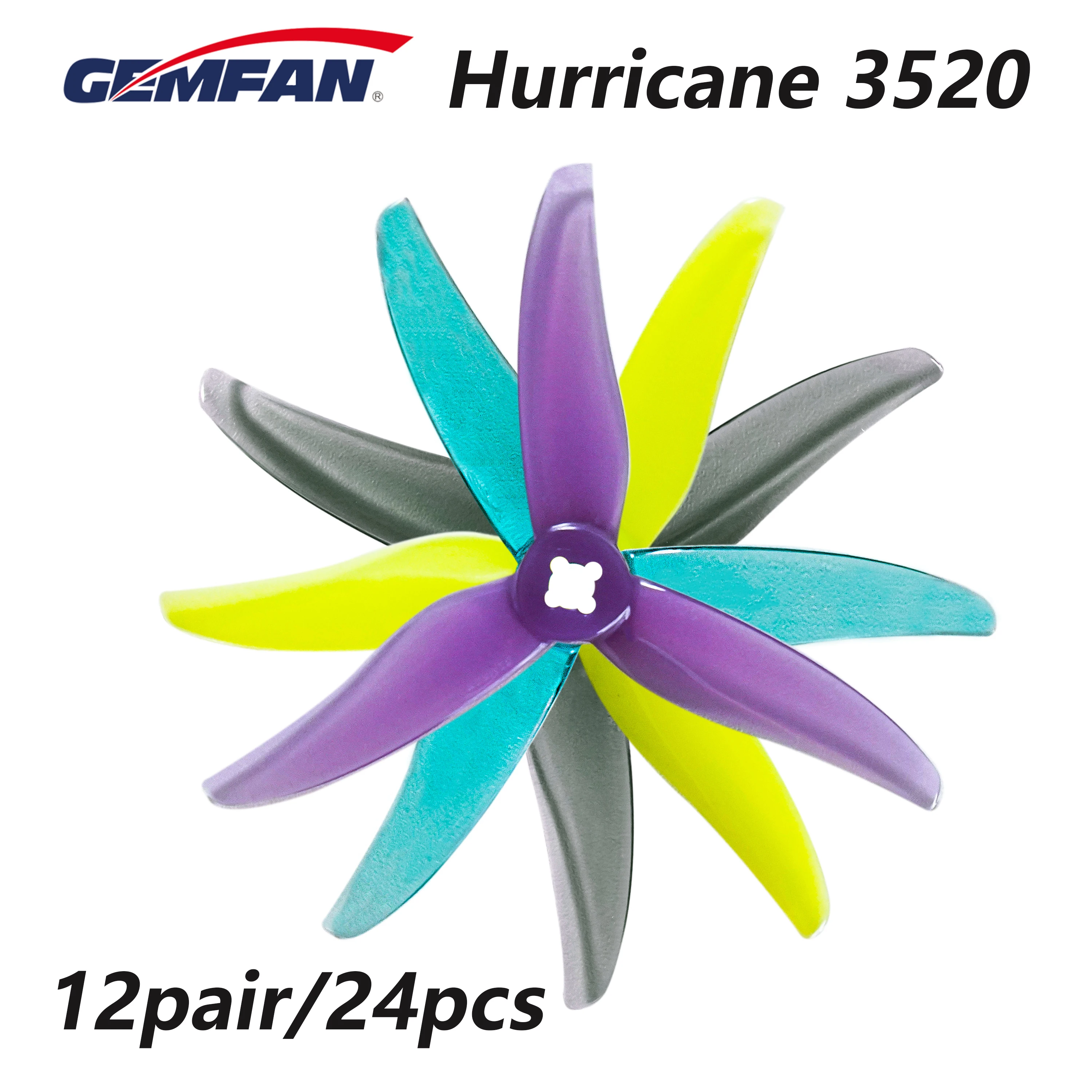 24 шт./12 пар 3-лопастной Пропеллер для ПК Gemfan Hurricane 3520 3. 5x2x3 FPV-гоночного фристайла
