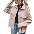 Женская однобортная куртка Ele-Choice, Однотонное шерстяное пальто с отложным воротником и карманами для офиса и повседневного ношения на осень и зиму