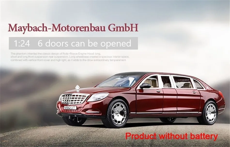 1/24 Maybach S600 металлическая модель автомобиля литая под давлением сплав высокая имитация, модели автомобилей 6 дверей можно открыть инерционные игрушки для детей Difts