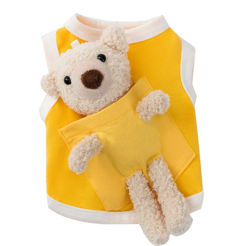 

Pet clothes for small dog cat Breathable thin dog back heart small dog three dimensional bear bipedal clothing cat pet clothing
