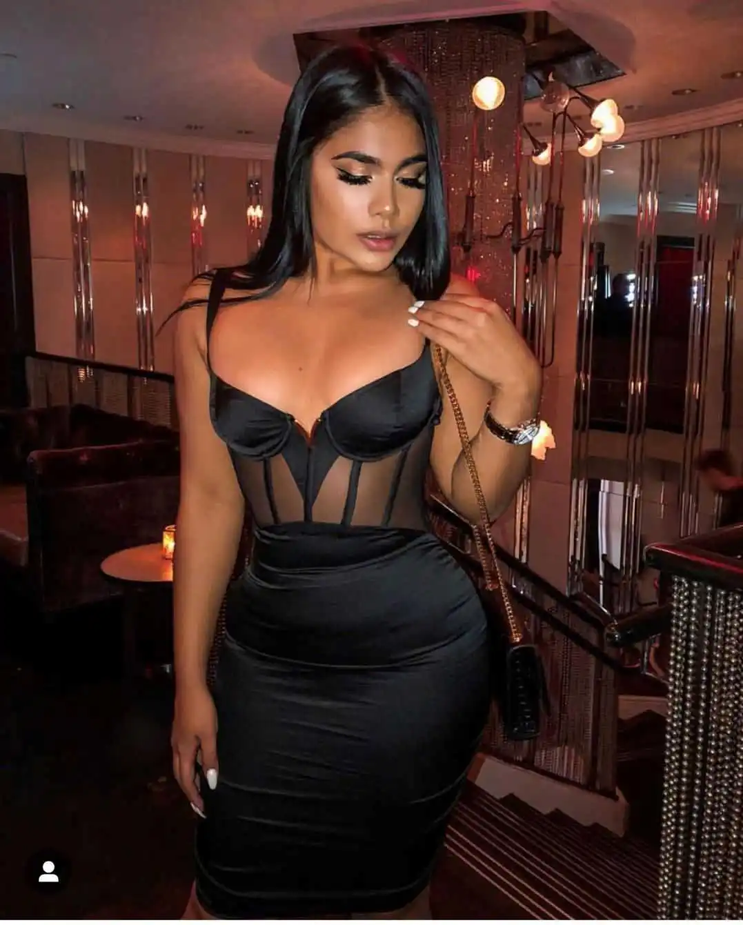 

2021 new sexy suspender gauze perspective tight show thin bar nightclub party dress