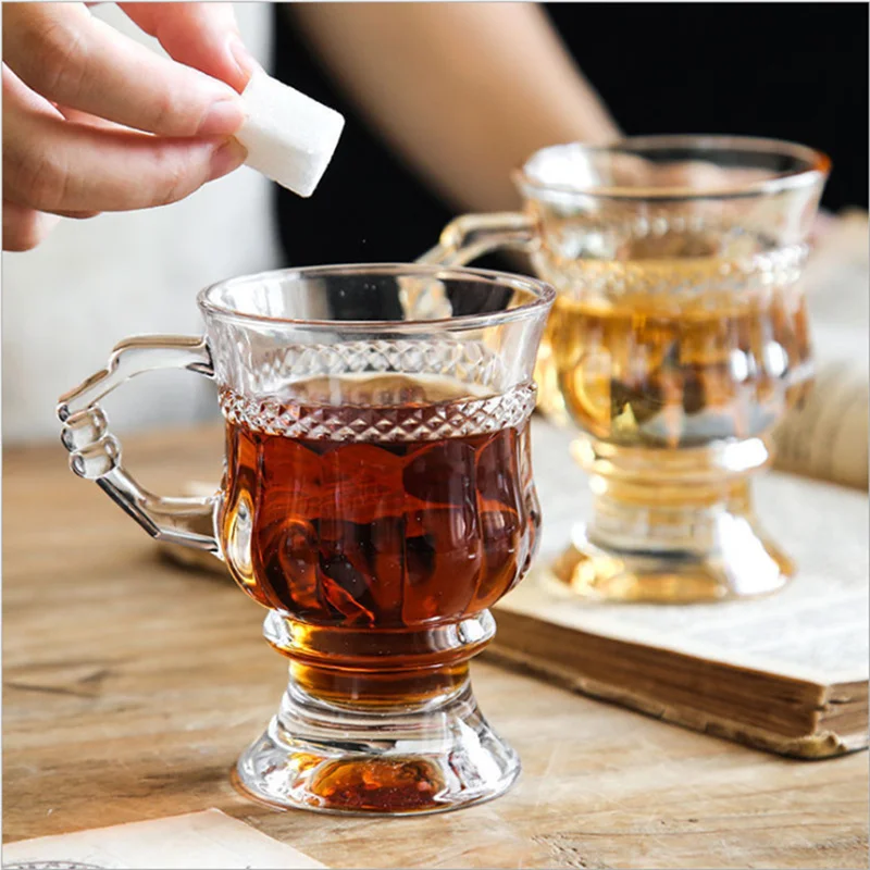 

Ins French Retro Small Glass Cup Amber Transparent Goblet Homestay Photo Props Coffee Snacks Verre