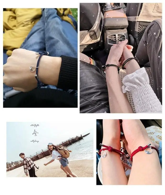 

2pcs Couple Magnet Attract Each Other Creative Personality Couple Bracelet Men and Women Charm Girl Bracelet Jewelry Lover Gift