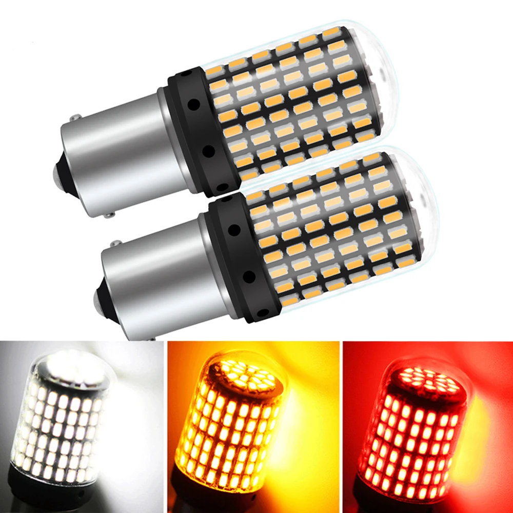 

2pcs 3014 144smd Canbus S25 1156 P21W BA15S LED BAY15D BAU15S PY21W T20 LED 7440 7443 W21W 1157 led Bulbs For Turn Signal Light