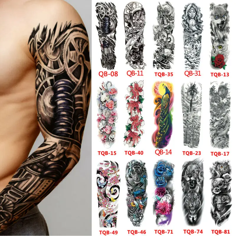 США Мужчины Женщины Водонепроницаемый Полный рука временная татуировка монашка