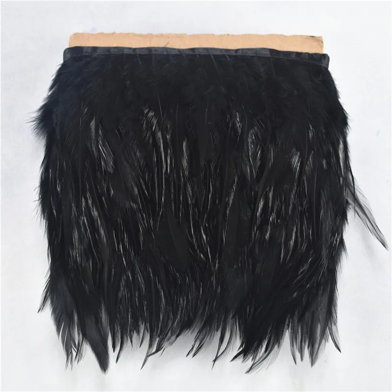 Black ArmyGreen 5 м 10 м седло бахрома из перьев петуха trim10-15CM Бургундия перья фазана для поделок обрезки ленты DIY Шлейфы - Цвет: Black