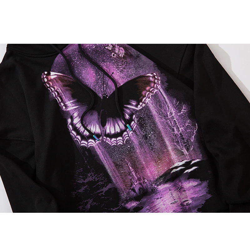 

Aolamegs Hip Hop Hoodie Sweatshirt Men Butterfly Universe Wonderland Printed Streetwear Men Baggy Harajuku High Street Pullover