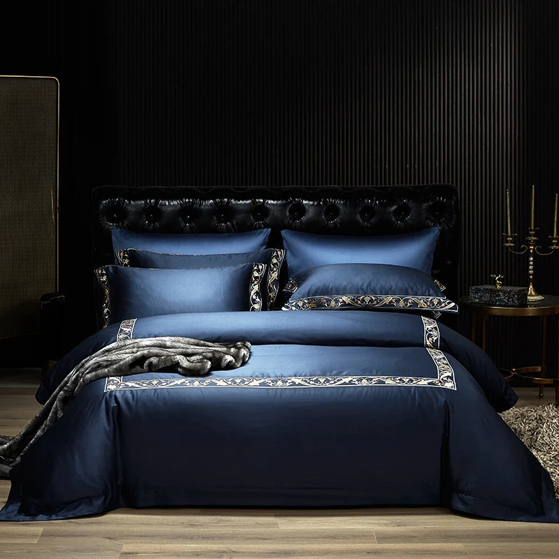 

Real Luxury High Quality Queen King Bedding Set Embroidery Satin Cotton Bed Cover Wedding Bedspread Duvet Sheet Cover Fitted Set