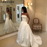 simple a line wedding dresses whiteivory women 2020 elegant plus size robe de mariage princess strapless satin bridal dress
