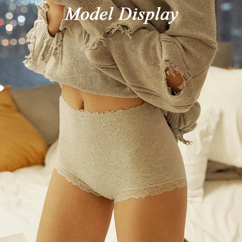 

Pants High-Waisted Sexy Slim-Fit Underwear Briefs Women's Lingerie Seamless Tight-Fitting Lightweight Lace Large Size Panties