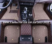 For BMW 3 series F30 318 320 328 2013-2018 Floor Mats  Foot Carpets Car Step Mats Embroidery Leather Wire coil 2 Layer