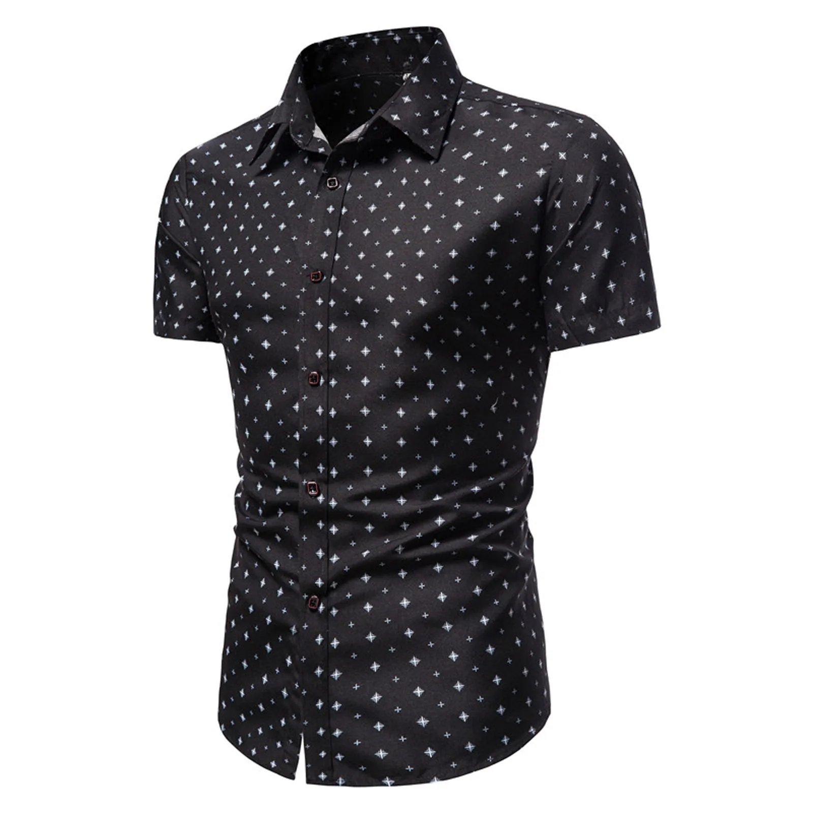 

Mens Shirts Casual Slim Fit Printed Casual Plus Size Floral Short Sleeve Shirt Dot Printin Summer Fashion Business Casual Shirt