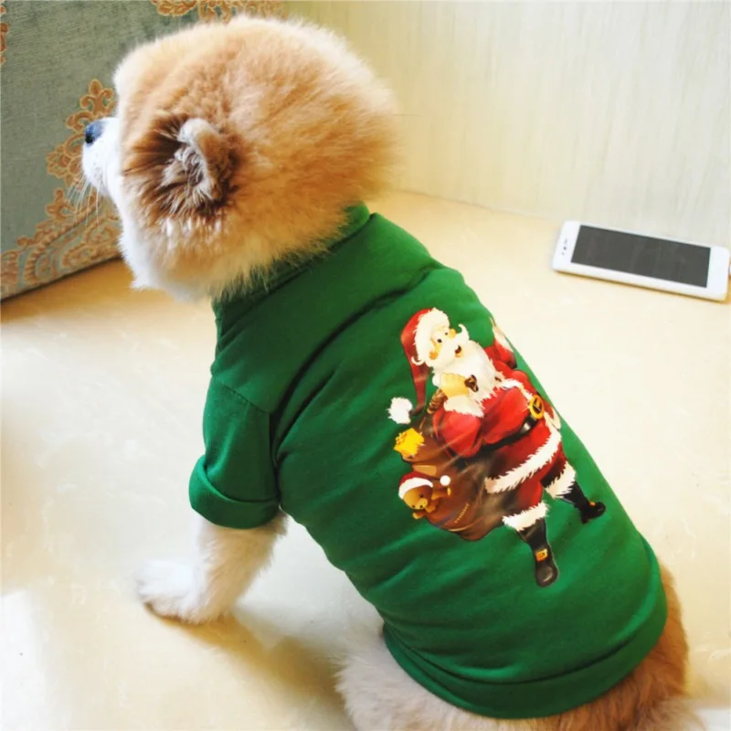 

Pet Dog Christmas Snowman Pattern Comfortable Breathable T-shirt Cotton Cat Tank Top Vest Dogs Costumes