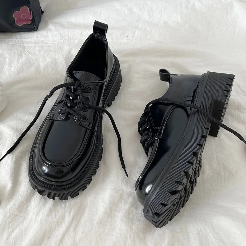 

Autumn New Women's Small Leather Shoes British Girl Japanese Round Head Square Heel All-match Black Retro Mary Jane Casual Shoes