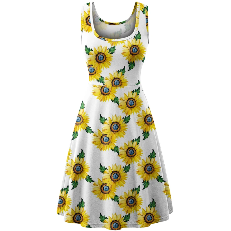 

Fashion Women's Summer Sleeveless Print Dress Casual Very Soft Smooth Skirt Plus Size