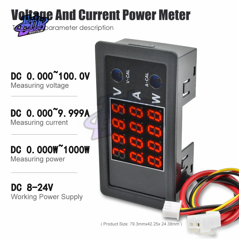 Вольтметр Амперметр Мощность метров тестер DC 100V 10A 1000W 4-разрядный цифровой Дисплей высокой точности Напряжение ток Мощность метр