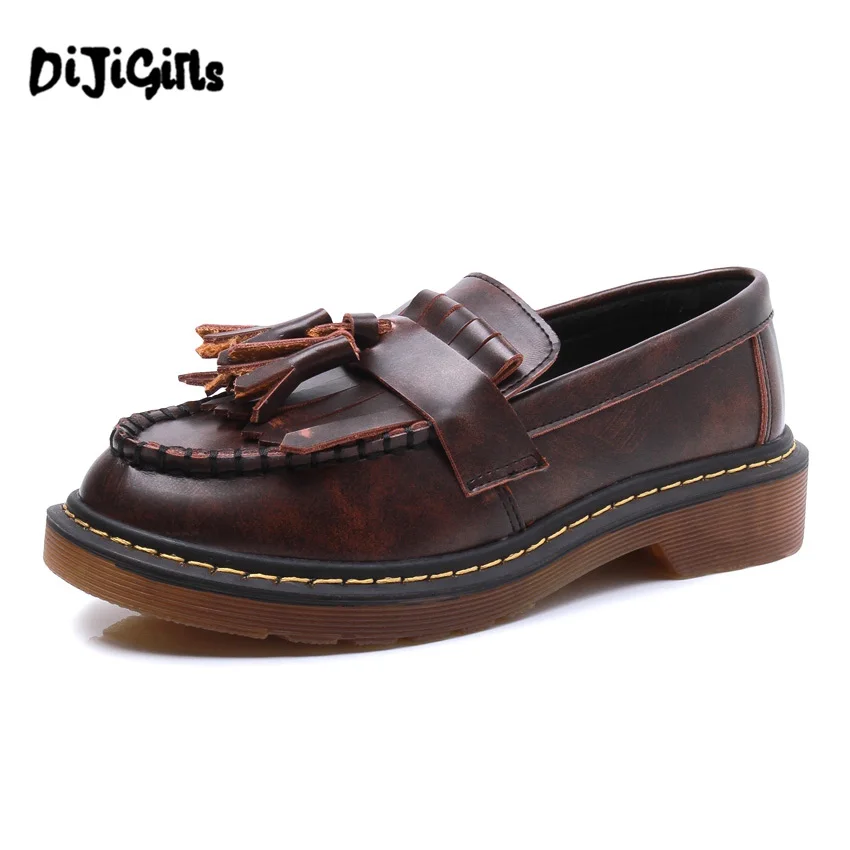 Туфли DIJIGIRLS женские в стиле ретро оксфорды плоская подошва шикарные лоферы с