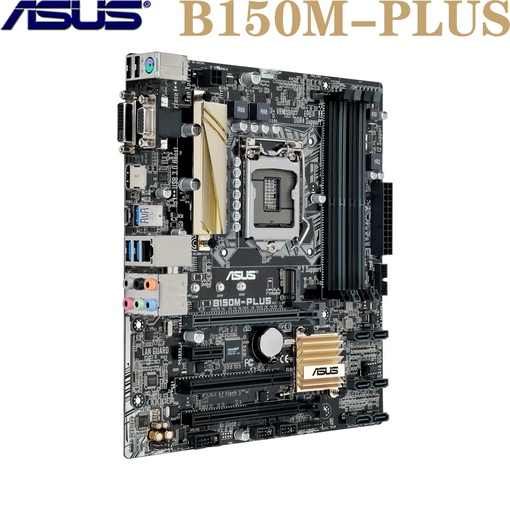 

ASUS B150M-PLUS For LGA-1151 Intel 6th/7th CPU HDMI DVI USB3.1 M.2 Type-C LGA1151 B150 Micro-ATX Desktop PC Motherboard Used