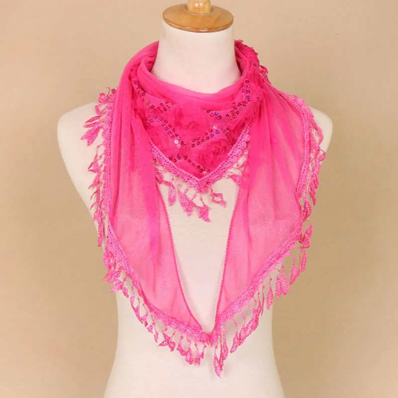 Женский треугольный шелковый шарф роскошный бренд женские кружевные шарфы