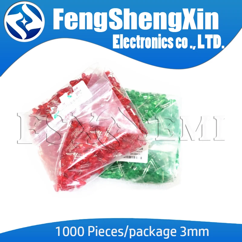 1000 шт./лот 3 мм светодиод красный зеленый желтый синий белый F3 длина стопы 17 мм|led 3mm