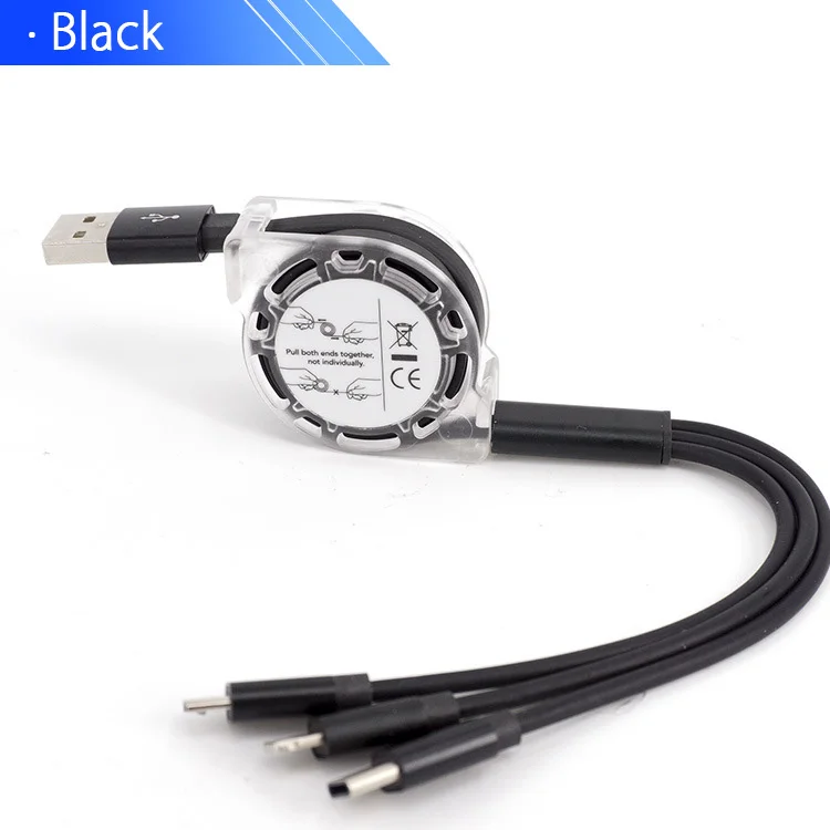 Black Usb type-C кабель для синхронизации данных для huawei mate 20 Pro для IPhone Micro USB 3A кабель для быстрой зарядки для samsung Galaxy S10 S9 S8 Plus - Цвет: Black