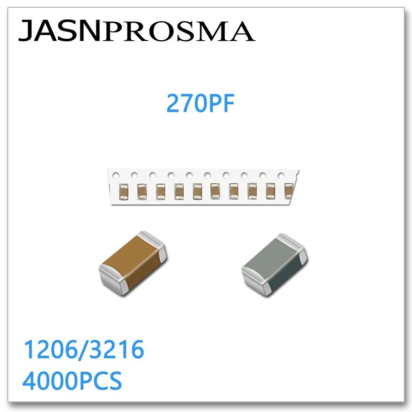 JASNPROSMA 4000PCS 1206 3216 RoHS 50V 5% J 270PF 270P SMD high quality New goods Capacitor NPO