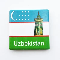 qiqipp uzbekistan creative flag travel souvenir decoration crafts collection gift ceramic magnet refrigerator magnet