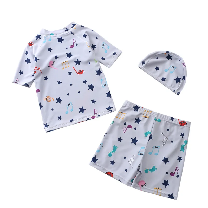 Children's Swimwear Boys Cartoon Dinosaur Swimsuit Three Pieces Kids Bathing Suit With Hat Boy's Swimming Suits Beach Surf Wear