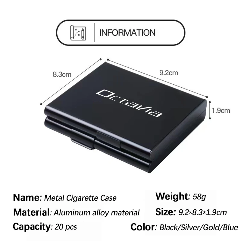 

Car Metal Cigarette Case Cigar Storage Container Smoking Tools for Skoda Octavia 2 A7 A5 Fabia 3 Rapid Superb 3 Car Accessories