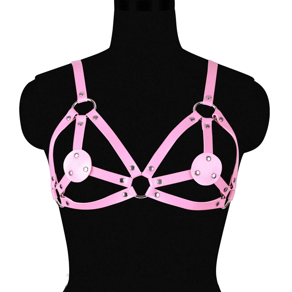 

Fetish Underwear Handmade Sexy Lingerie Gothic Leather Body Harness Cage Punk Crop Tops Cage Bralette Bondage Body Harness