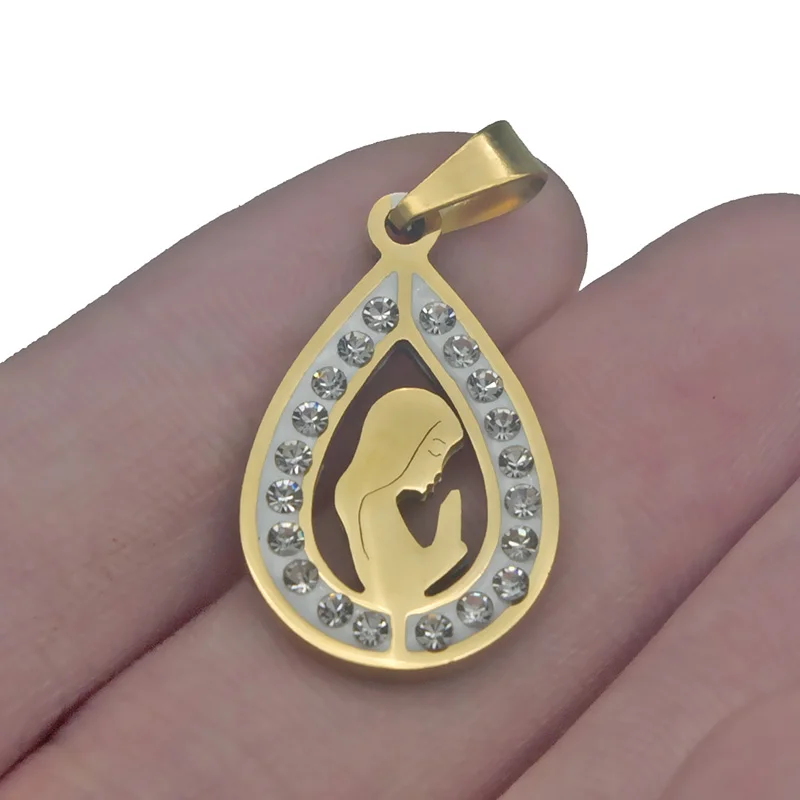 

Religious Jewelry Virgin Mary Necklaces Pendants Zircon Charm 2020 Christian Women Fashion Accessories Gold Chains Vintage Colar