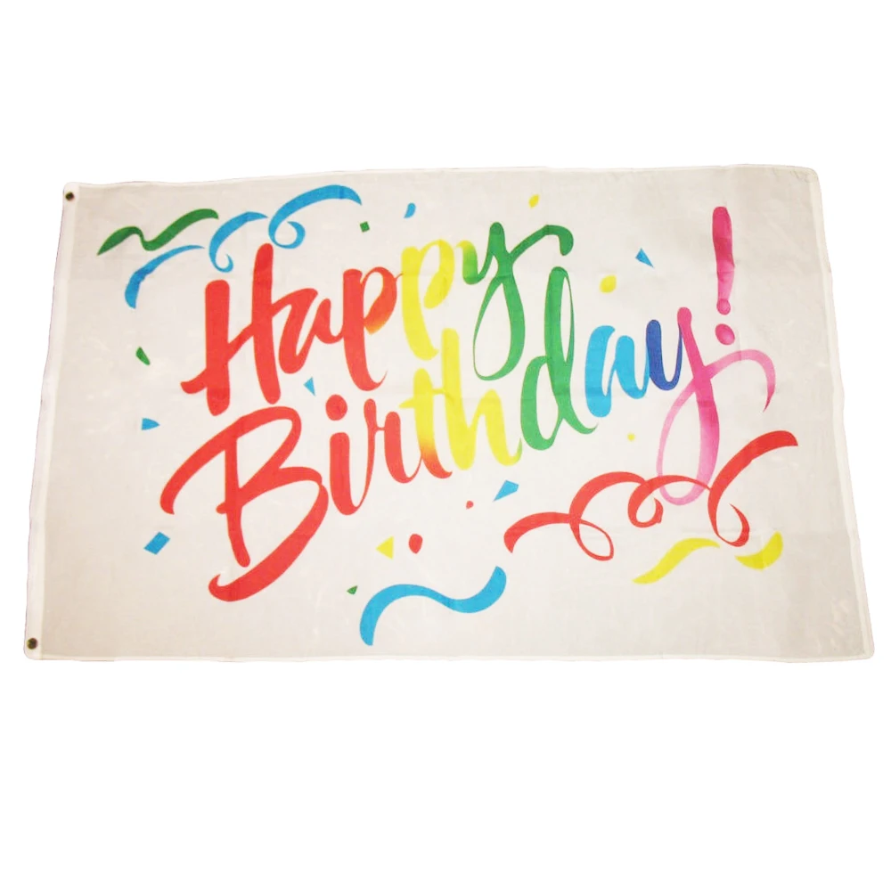 Счастливый день рождения Летающие цвета флаг 3x5FT команда Banner150X90CM 100D полиэстер