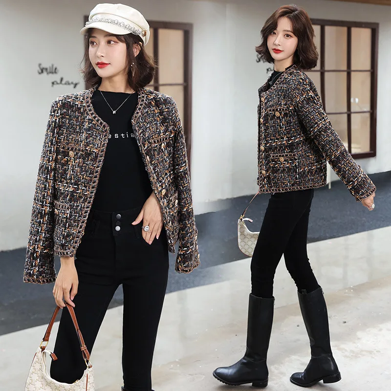 2021 New Autumn Winter Warm Woolen Coats Fashion Wool Blend Coat Women Korean Wool Short Jacket Coat Female Wool Blend Overcoat