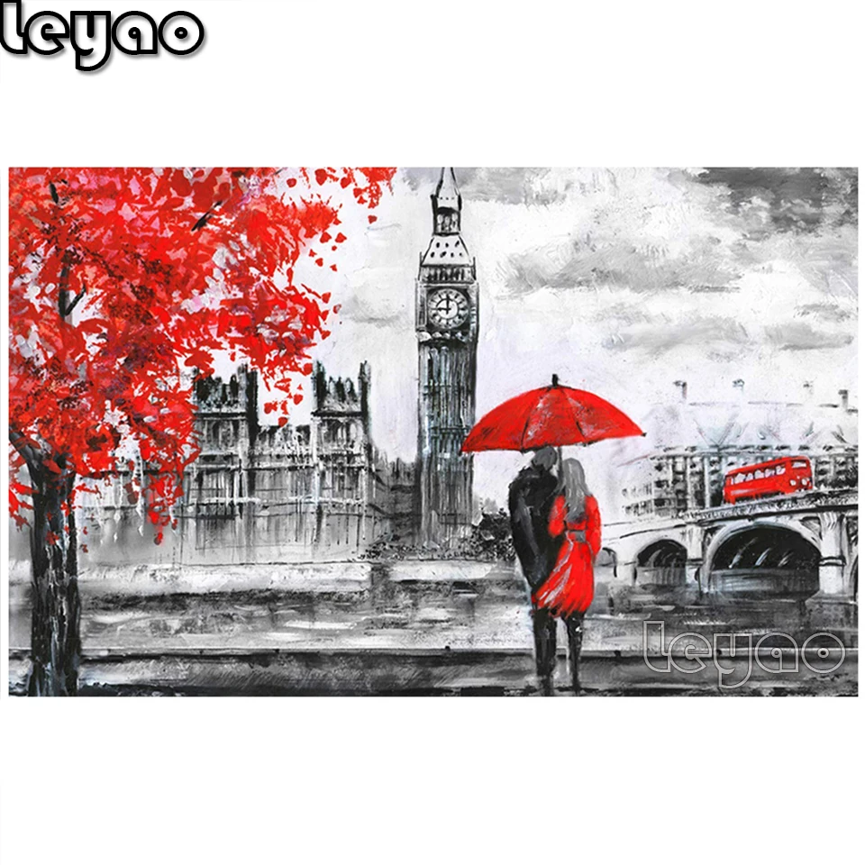 5d diy Алмазная вышивка Лондон Биг Бен красный автобус любовник картина мозаика