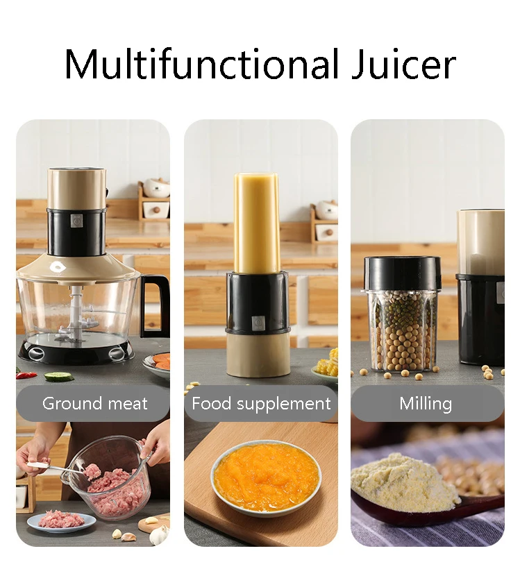 JIQI многофункциональная мясорубка, измельчитель, соковыжималка, шлифовальная машина, автоматический миксер, соковыжималка для фруктов, овощей, кухонный комбайн