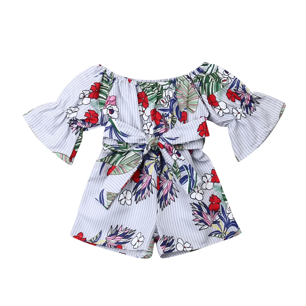 Детский комбинезон Pudcoco с длинным рукавом и цветочным принтом|Ромперы| |