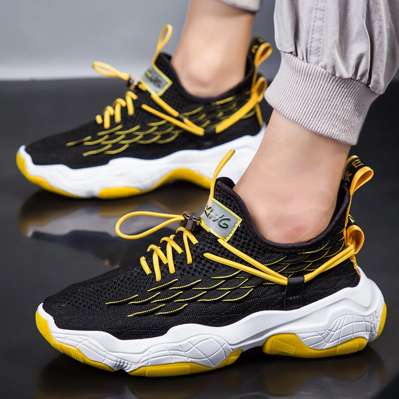 2019 New Fashion Thick-soled Increased Men Shoes Fly-woven Air-permeable Mesh Covered Coconut Men's Sports Sneakers | Обувь