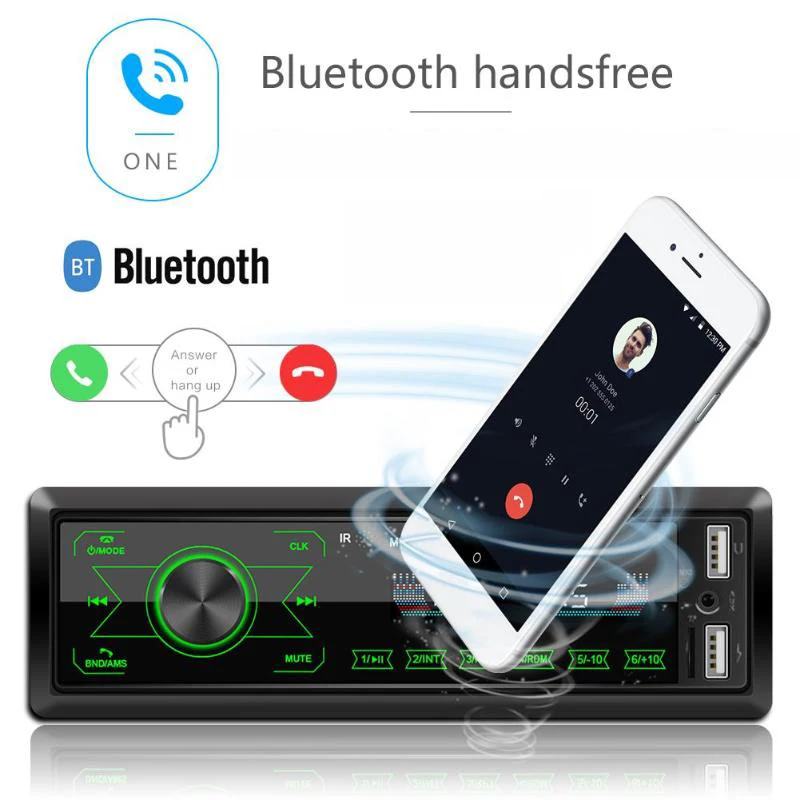 магнитола Авторадио 1 Din Bluetooth автомобильный стерео MP3 плеер 7 цветов светильник с